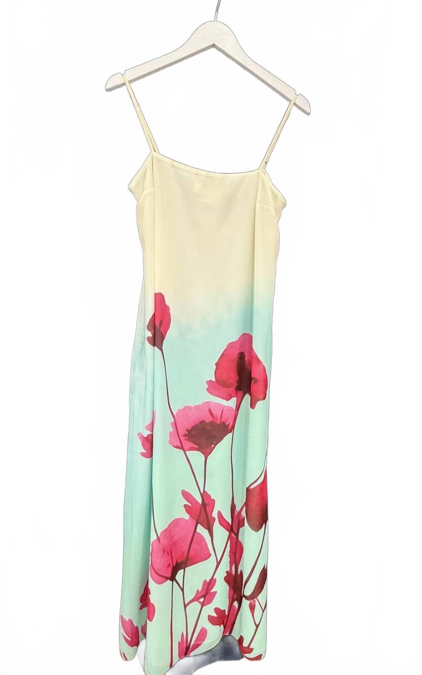 NEW ESPECIA women's java tropical long dress in green